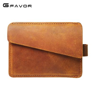 China Crazy Vintage Wallet Top Layer Horse Leather Goods Accessories Promotion Gifts Pull Small Business Credit Card Holder Unisex for sale