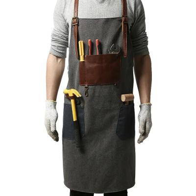 China Vintage SANITARY Multifunctional Handmade Canvas Art Barber Cape Garden Logo Tool Retro Working Custom Kitchen Apron for sale