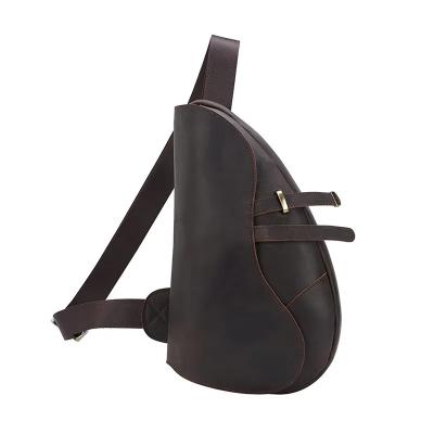 China Multifunctional Genuine Leather Sling Bag For Men Cross - Body Daypack Handmade Vintage Trunk Casual Shoulder Rucksack for sale