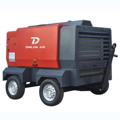 China 220hp Portable Screw Trolley Mounted Screw Diesel Compressor For Pipeline Pressure Testing for sale