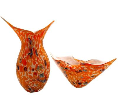 China Europe/North America/Aus/Murano Style Art Glass New Large Decorative Confetti Glass Vase Hand Blown Multicolor for sale