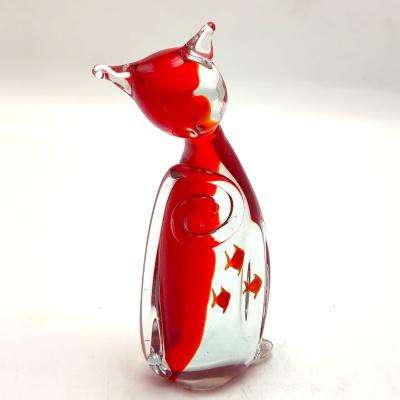 China Europe/North America/Aus/new exquisite hand blown glass animal open wedding gift murano cats glass ornaments for decoration glass animal figurines for sale