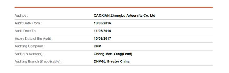 BSCI - Shanghai Shriko International Trading Ltd.