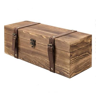 China Europe Factory Direct Sales Vintage Brown Single Bottle Wine Natural Wooden Art Style Holiday Gift Gift Box for sale