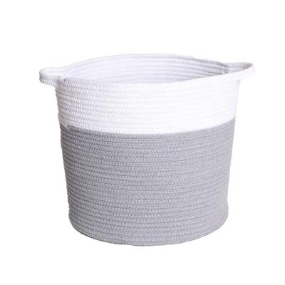 China CLASSIC Factory Price Large Cotton Rope Basket with Decorative White and Gray Storage Laundry Basket Foldable Factory Baskets with Handles for sale