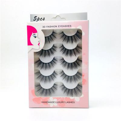 China New Style 5pairs Wholesale Natural Synthetic Crisscross Mink Eyelashes Full Band for sale