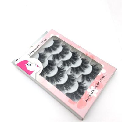 China Natural Custom Luxury Long Rectangle Whips Packaging 5 Pairs White Paper Case Mink Lashes Tray 25mm Shiny Glitter for sale