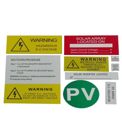 China Waterproof Hot Sale Amazon Caution Label Solar Warning Label Sticker Holder for sale