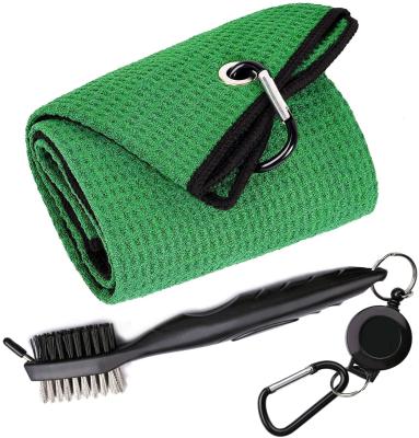 China Sports Or Universal Quick Drying Comfortable Triple Waffle Pattern Golf Towels Cleaning Golf Brush Kit Suitable Microfiber For Golf Lovers for sale