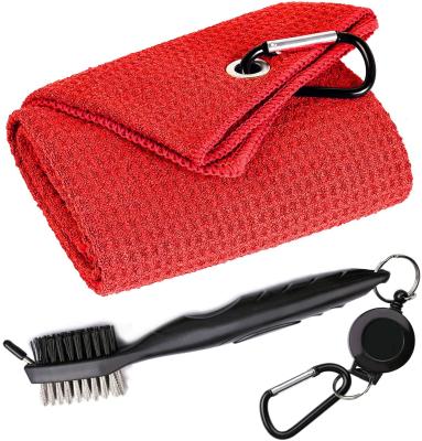 China Golf Sports Retractable Extension Cord And Clips Other Golf Products Fold Up Golf Towel With Brush Tool Kit for sale