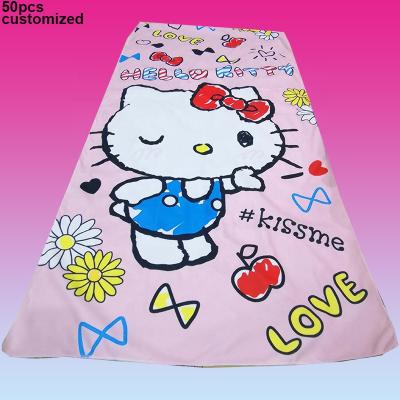 China KITTY logo cotton beach towel wholesale custom water absorbent quick dry 100% cotton beach towels quick drying beach towels for sale