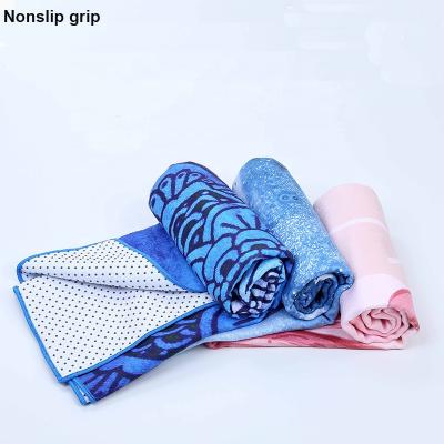 China Sustainable Super Sweat Absorbent Custom Printed Microfiber Sports Gym Anti Slip Yoga Mat Towel for sale