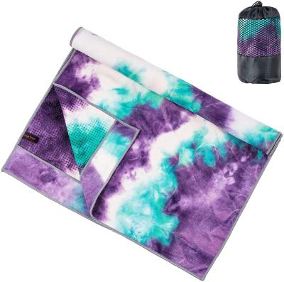 China Mat Towel Luxurious Foldable Absorbent Non Slip Suede Mat Hot Yoga Towel Kid Safe Yoga Sweatshirt For Hot Yoga Bikram Pilates (Tie-Dyed) for sale