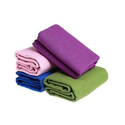 China 100% Non-Slip Grip Stitch Amazon Wholesale Microfiber Yoga Mat Kids Safe Hot Towel Navy Blue No Slip Yoga Towel With Silicone Stitch For Yoga for sale