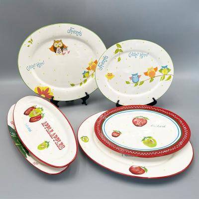 China Sustainable Supplying Wholesale Ceramic Dish Restaurant Hotel Dinner Ceramic Dishes Colored Porcelain Round Serving Dish Sets for sale