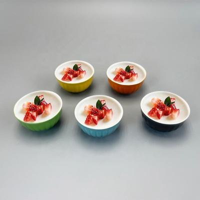 China Viable Set of 5 Ceramic Ramekins Bakeware Small Dessert Bowls Custard Cups Dishes Oven Safe Creme Brulee Souffle for sale