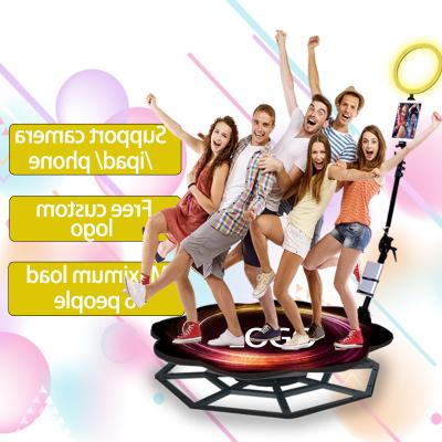 China Cheap Round Square 360 ​​Logo Photo Booth Automatic Spin 360 Degree Party Video Camera Photo Booth With Led Lights 68cm 80cm for sale