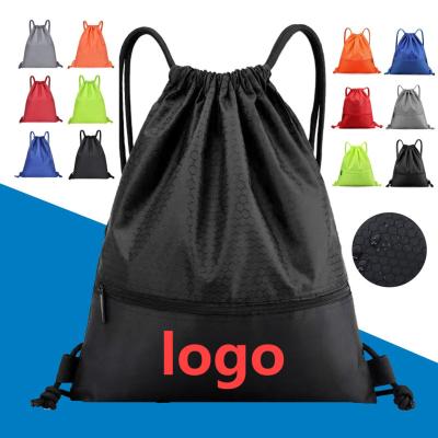 China Drawstring Logo Printed Drawstring Pocket Backpack Sports Training Basketball Bag Football Training Backpack for sale