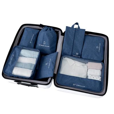 China New Fashion Design 7 Pieces Organizer Waterproof Packing Cubes Set Clothes Pocket Storage Oxford Travel Bag For Travel for sale