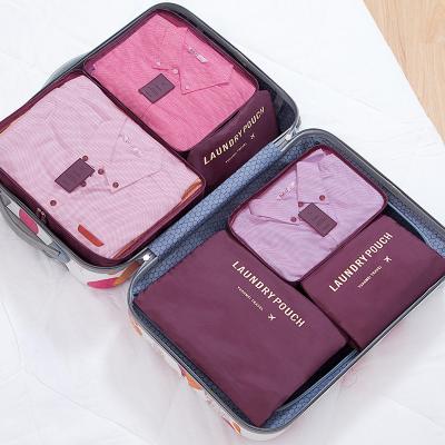 China Beautiful Fashion Flower Print Color 6 Pcs In 1 Set Plaid Oxford Travel Storage Bag Organizer Packing Cube For Household for sale