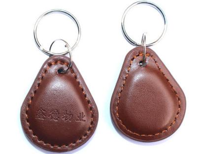 China ABS waterproof factory passive PU RFID leather keyfob/key chain/rfid key tag for sale