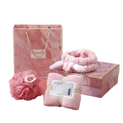 China Agriculture Wholesale Price Wedding Gifts For Guests Towel Hair Band Bath Ball Package For Female Lady Bridesmaid Women Girls for sale