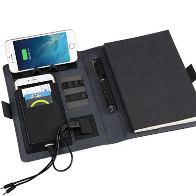 China Farming Gifts For Him Power Bank Notebook With Leather USB Flash Drive A5 Wireless Charger Powered Diary for sale