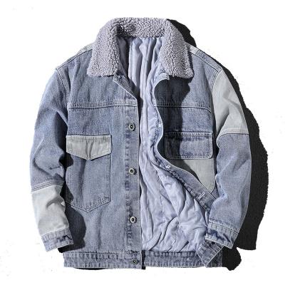 China 2021 Custom Viable Wholesale Mens Fur Denim Jacket Thick Fleece Heat Denim Jacket for sale