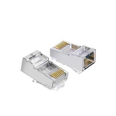 China Rj45 Socket 50 Pieces RJ45 Cat6 Gold Plated End Pass-through, Cat6a Bold Connector For 23 A.W.G. for sale