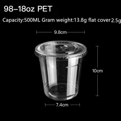 China Custom Disposable 700ML Disposable Coffee Plastic Transparent Cup With Lid for sale