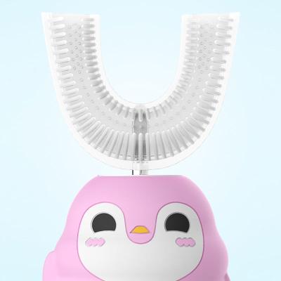 China Main factory wholesale U-shaped silicone brush electric toothbrush for kids waterproof penguin shape for sale