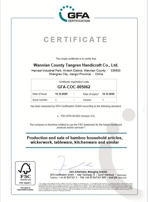 FSC - Wannian County Tangren Handicraft Co., Ltd.