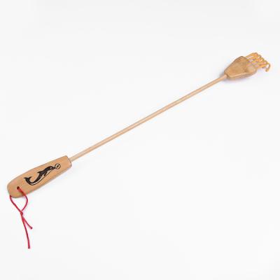 China Body 19 Inches Dolphin Pattern Handle Massager Bamboo Back Body Scratcher Itch Along With Red Rope for sale