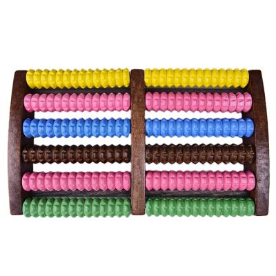 China Hot Selling Wooden Colorful Foot Product TangRen Six Row Personal Body Relaxation Roller Foot Massager for sale