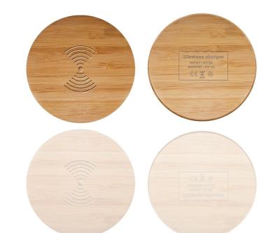 China Dual USB Bamboo Made 10W Fast Charging Portable Wireless Charger 9V 2-3A for sale