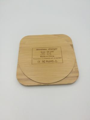 China Environmental Bamboo Made 5W Square Portable Wireless Charger 5V 2-3A for sale