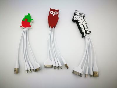 China Custom PVC Cartoon USB extension Cable Micro USB/Type-C/Lighting input for Corporate Gift for sale