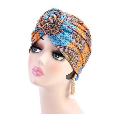 China Multifunctional Hot Sale Women Turban Hat African Printed Pre Tied Snap Turban Headwrap Turban for sale