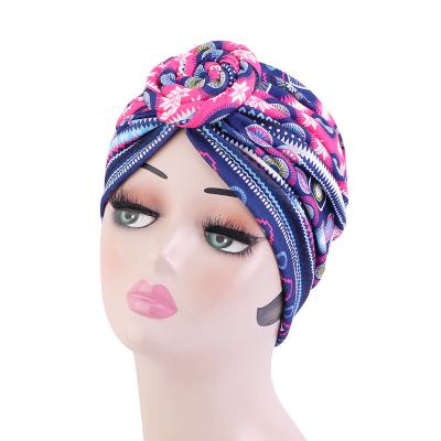 China 2021 New Arrivals Multifunctional Turbans Headband For Women African Print Turban Headwrap Pre Tied Muslim Headscarf for sale