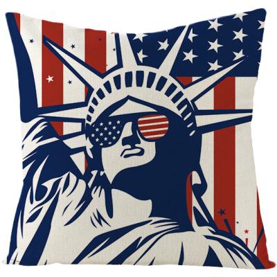 China Anti-Static 4th of July Independence Day Tile Covers Decorative America Flag Pillowcase Cushion Case for sale