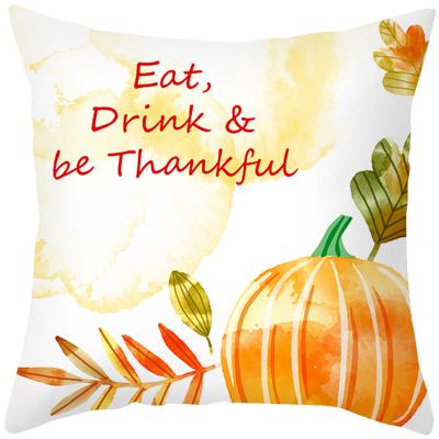 China Anti-Static Autumn Thanksgiving Pumpkin Maple Leaf Throw Pillow Covers Printed Decorative Pillowcase Cushion Case 18x18 Inches for sale