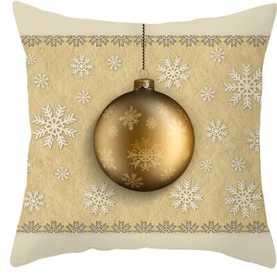 China Gold Christmas Bells Tile Covers Anti-Static Christmas Snowflake Printing Pillow Case Cushion Covers For Home Decoration for sale