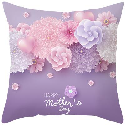 China Anti-Static Happy Mother's Day Tile Covers Pink Flower Love Mom Pillow Cases Soft Cushion Cover Pillow Protectors For Home Decor for sale