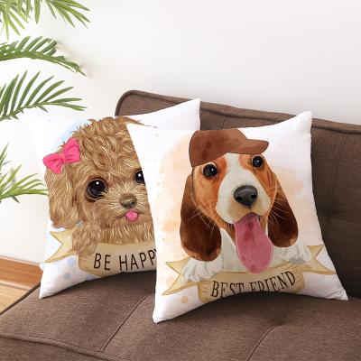 China Cute 3D Design Dog Pattern Pillowcase Sofa Cushion Covers Chair Seat Pillow Cases Anti-Static Cover Decorative Square Tile Cover for sale