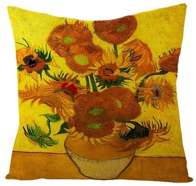 China Hot Sale Van Gogh Painting Decorative Pillowcase Tile Anti-static Cushion Cover Square Decoration For Car Home Sofa for sale