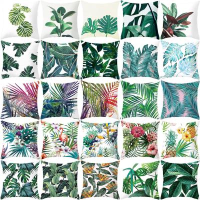 China Wholesale Anti-Static Tile Covers Hawaii Tropical Palm Leaf Print Pillowcases Soft Cushion Cover Pillow Protectors 18