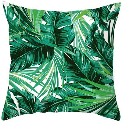 China Anti-static Hot Selling Tropical Palm Leaf Tile Covers Green Plant Painting Pillowcase Cushion Case For Bedroom Sofa Chair Car Room for sale