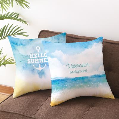 China Summer Beach Anti-Static Sea Shell Sailboat The Pacific Ocean Pattern Home Decorative Throw Pillow Cases Cushion Cover 18 x 18 Inches for sale