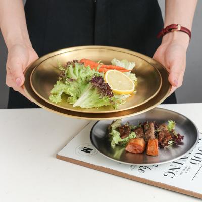 China House Ware Crocery Dinner Ware Sets Unbreakable Unbreakable Round Tray Diner Steel Plate Food for sale