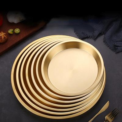 China Sustainable Dinnerware Set Dinner Dish Charger Restaurant Dish Dishes Sets Platos Dorado Gold Brass Dish for sale